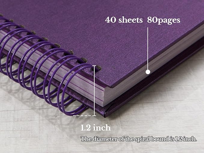 potricher 10 x 10 Inch DIY Scrapbook Photo Album 80 Pages Thick Kraft Blank Purple Paper Memory Book for Wedding and Anniversary Family (Purple, 10 Inch)
