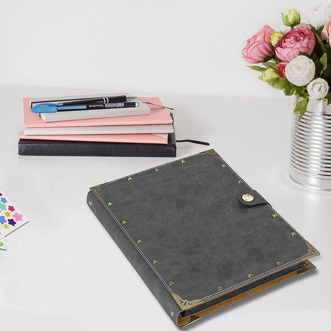 ZEEYUAN Leather Scrapbook Memories Photo Album 60 Pages, Vintage Photo Scrap Book Travelling Journal Scrapbook Mothers Day Gifts for Mom Family Scrap Book