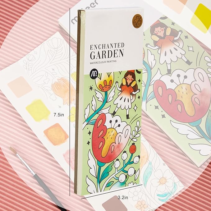 Pocket Watercolor Book Set, Watercolor Painting Book,Watercolor Bookmarks for Kids, Beginning, Students Painters Christmas Gifts (1PCS-A)