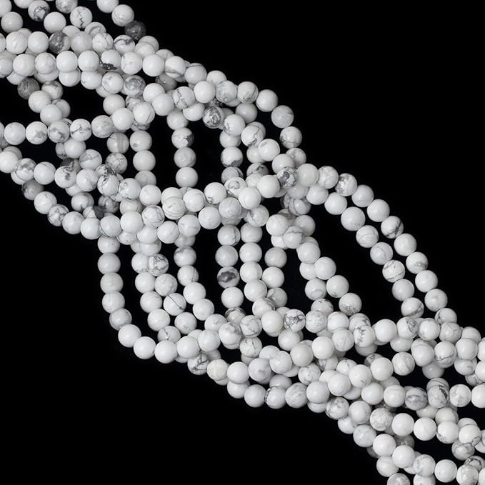 cheavian 6mm 60pcs natural white howlite gemstone round loose stone beads for jewelry making diy crafts design 1 strand 15"