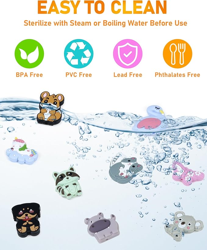 33PCS FIVEIZERO Focal Beads – Bulk Animal Charms for DIY Pens, Keychains, Bracelets, Necklaces, Lanyards, Beaded Pens, Crafting, and Creative Supplies