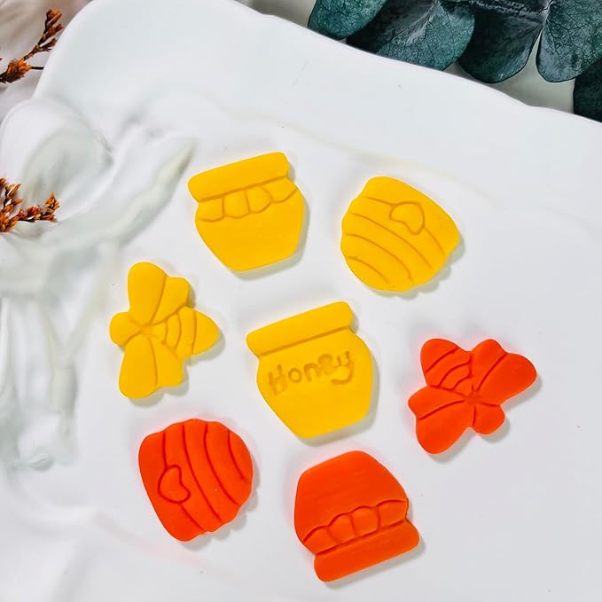 Xaekicr Honey Bee Clay Cutters Set - 4 pcs Polymer Clay Molds for Earrings, Honey Jar and Beehive Clay Tools for Jewelry Making