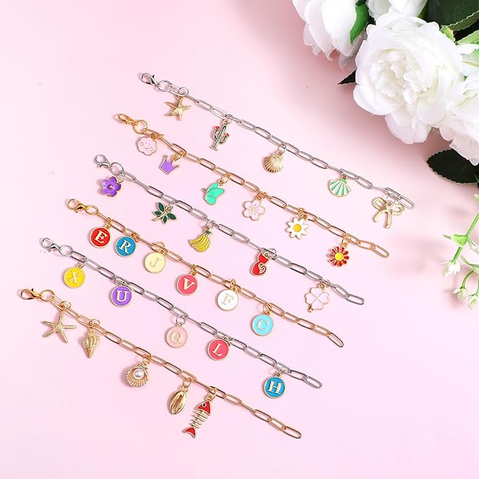 Yuanan 379 PCSCharm Bracelet Making Kit, DIY Charm Bracelet Kit Chain Bracelets Making Kits Including Paperclip Chain Bracelets Charms Jump Rings Pliers Tools for Women Crafts Gift