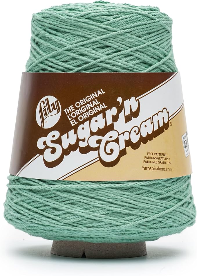 Lily Sugar N Cream Cones Jade Mist Yarn - 1 Pack of 400g/14oz - 100% Cotton - #4 Worsted (Medium) - 674 Yards - Knitting/Crochet