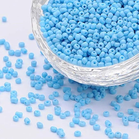 Perlin Glass Seed Beads 4mm 6/0 Round 1100pcs Mini Small Pony Spacer Beads Kit for Jewelry Making Earrings Bracelets Pendants Waist DIY Handmade (Blue Opaque)