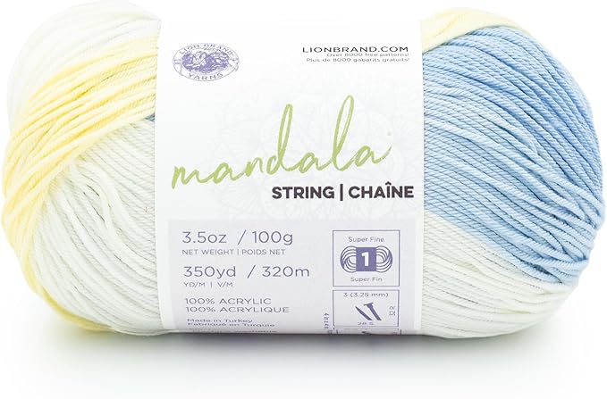 Lion Brand Yarn Mandala String, Fingering Yarn for Knitting and Crochet, Mixtape, 1 Pack