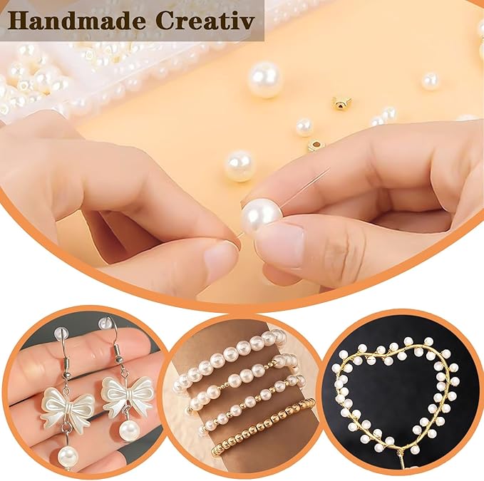 SXDLCX 300pcs Necklace Bracelet Making Kit, Pearl Bracelet Beads, Suitable for Jewellery Making Kits DIY Bracelets, Earrings, Necklaces