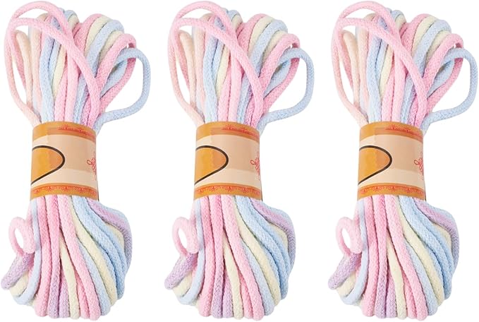 98.46 Feet Pink 3-3.5mm Macrame Cord Twisted Soft Macrame Rope Segment Dyed Decorative Cord Sewing Twine Craft Thread for DIY Crafts Knitting Plant Hangers Christmas Wedding Decoration