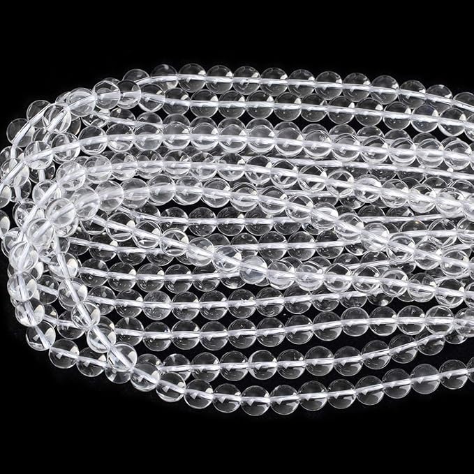 cheavian 45pcs 8mm natural clear white crystal quartz round loose beads crystal energy stone for jewelry making 1 strand 15"