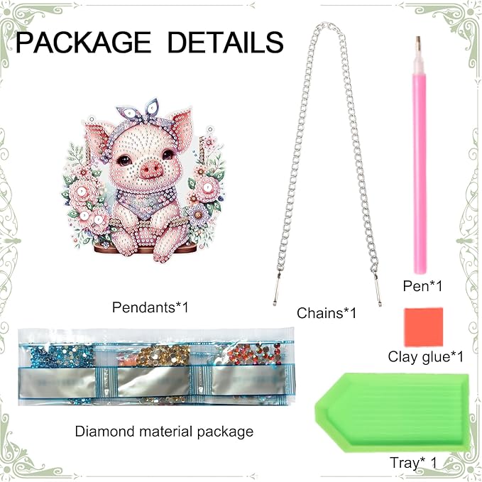 AiYuanzsh 5D DIY Diamond Art Painting Kits Hanging Pendant, Piggy Diamond Art Hanging Sign DIY Special Shaped Crystal Pendant Ornaments for Door Wall Window Home Festival Decor