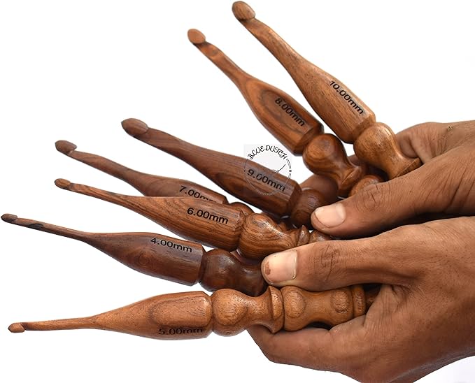 SHEESHAM Wood Crochet Hooks Set of 7 PCS 4MM to 10MM Size Set