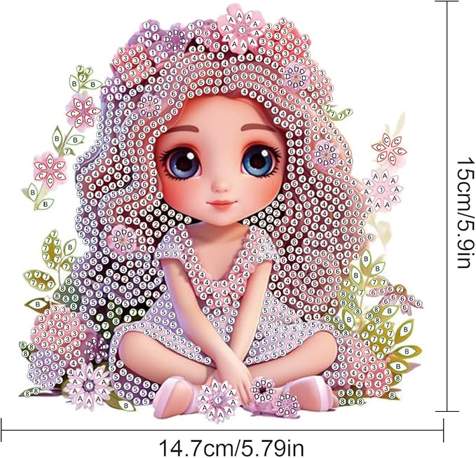 AiYuanzsh DIY Beautiful Girl Diamond Art Hanging Kit, Floral Special-Shaped Crystal Diamond Painting Pendant Ornament for Home Wall Decor Gift for Adults