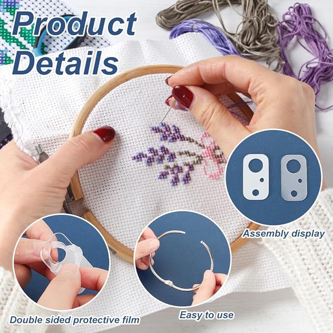 OLYCRAFT 50Pcs Clear Acrylic Bobbins with Hinged Ring Rectangle Acrylic Bobbins Cross Stitch Tread Bobbins Sewing Thread Winding Thread Bobbins Organizers for Sewing Storage DIY Crafts
