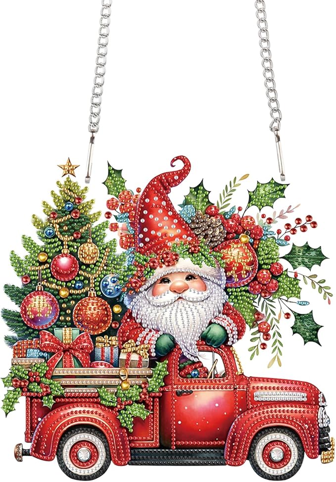 TDFERAN DIY Diamond Painting Kits for Adults 22x24cm Hanging Sign Diamond Art Ornaments Gnome Embroidery Cross Stitch Crystal Rhinestone Paintings Diamond Painting Hanging Pendant Wall Decor Christmas