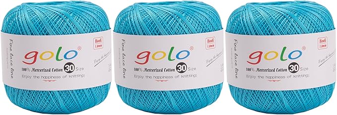 golo 3 Balls Crochet Thread Size 30 Embroidery Thread Yarn for Hand Kniting Yarn for Tatting 846