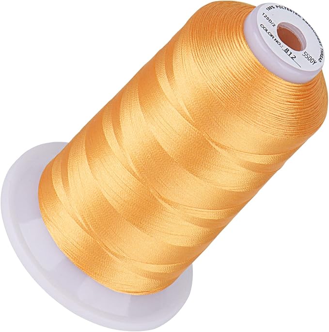 Simthread 5500Yds Embroidery Thread, 5000M High-Yardage 40WT 100% Polyester Thread – 170+ Vivid Colors, High-Speed Rated – Compatible with Brother, Singer, Janome & More - Cream Yellow 812