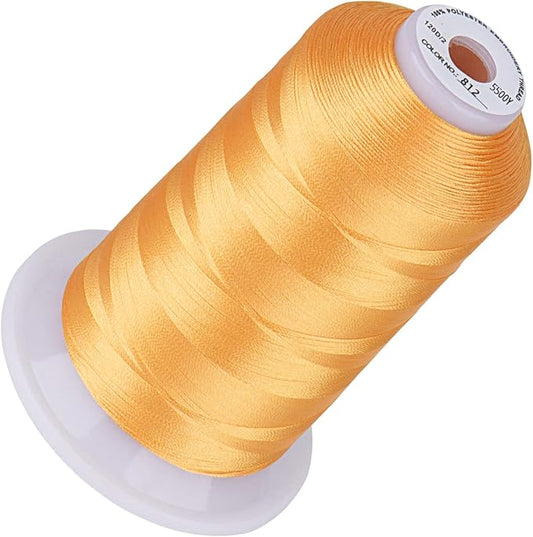 Simthread 5500Yds Embroidery Thread, 5000M High-Yardage 40WT 100% Polyester Thread – 170+ Vivid Colors, High-Speed Rated – Compatible with Brother, Singer, Janome & More - Cream Yellow 812