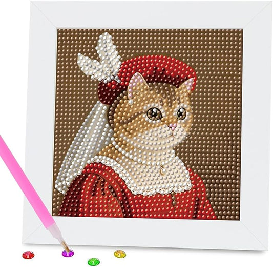 FlyingMage 5D Diamond Art Painting Kits with Wooden Frame, Cute DIY Diamond Art Mosaic Kits for Adults Women Teen, Kawaii Diamond Crafts Arts Full Drill Diamond Dots (Red Queen)
