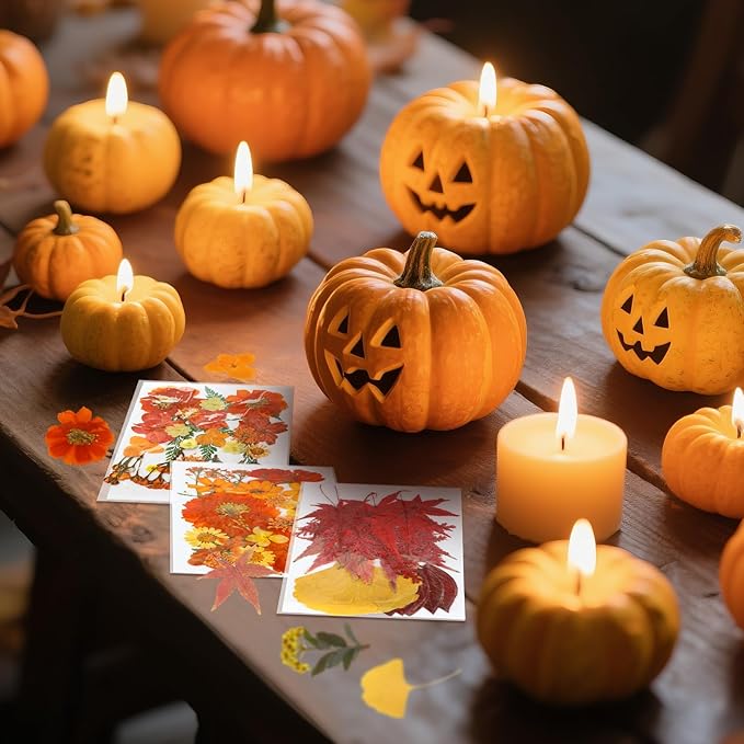 Janinka 108 Pcs Christmas 3D Pumpkin Silicone Candle Molds Gift Set DIY Craft Resin Pumpkin Molds Making Kit with Maple for Xmas Craft Making Fondant Soap Candy Clay Tools Home Decor
