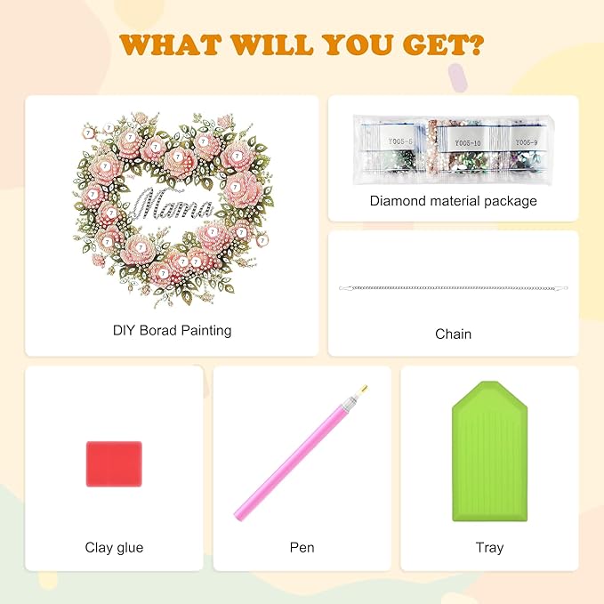 HEIBAGO Mother's Day Diamond Art Hanging Kits for Adults, Diamond Art Suncatchers Mama, 5D Special Shape Diamond Painting Pendant, DIY Window Ornament Gifts for Home Garden Door Wall Decor 8.3x8.3 in