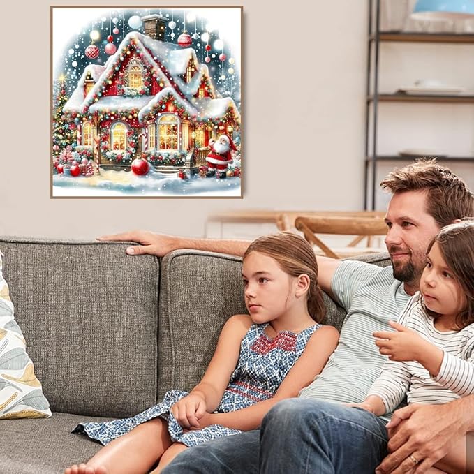 Christmas Stamped Cross Stitch Kits for Adults - Winter Embroidery Kits for Beginners Adults,11 CT Patterns Dimensions Counted Cross Stitch Kits for Adults Arts Craft 14x14 inch