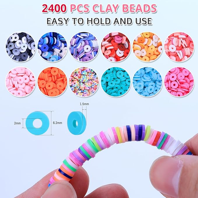 AIPRIDY 3200 Pieces Girls Toys Bracelet Making Kit, Unicorn/Mermaid Clay Beads Jewelry Activity Kit, DIY Crafts Birthday Christmas Gifts for Girls Ages 5 6 7 8 9 10 11 12 Years Old (Light Pink)
