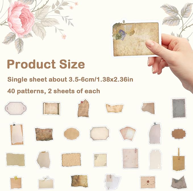 TIESOME Vintage Scrapbook Paper Stickers, 80 Pcs Scrapbooking Sticker Book Aesthetic Junk Journal Supplies DIY Decoupage Paper Accessories Stickers Craft Kits for Album Diary Notebook Journal