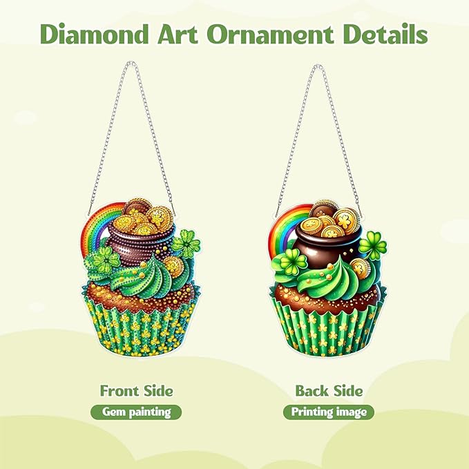 GHHKUD Cake Diamond Art Hanging Kit for Adults, DIY Double Sided Diamond Painting Hanging Valentines Lollipops Kits Adults, Special Shaped Acrylic Ornaments Pendants for Window Home Garden Wall