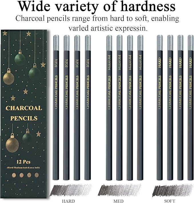 fuxi sketch pad and pencil set | stocking stuffers, art supplies for adults | gifts for artists, teen & beginners | complete drawing set with sketch book, sketch pencils, charcoal & graphite sticks.