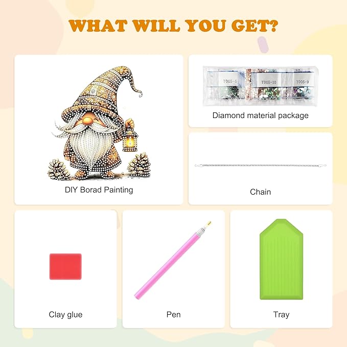 HEIBAGO Halloween Diamond Art Hanging Kits for Adults Kids, Hanging Diamond Art Gnome, 5D Special Shaped Crystal Diamond Painting Kit, DIY Pattern Window Pendant for Home Wall Decor 8.3x8.3 Inch