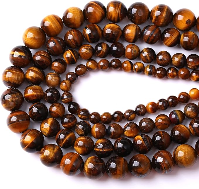 6mm 60pcs Natural Iron Yellow Tiger Eye Stone Beads for Jewelry Making Healing Energy Beads DIY Bracelet Necklace (6mm, Iron Yellow Tiger Eye Stone)