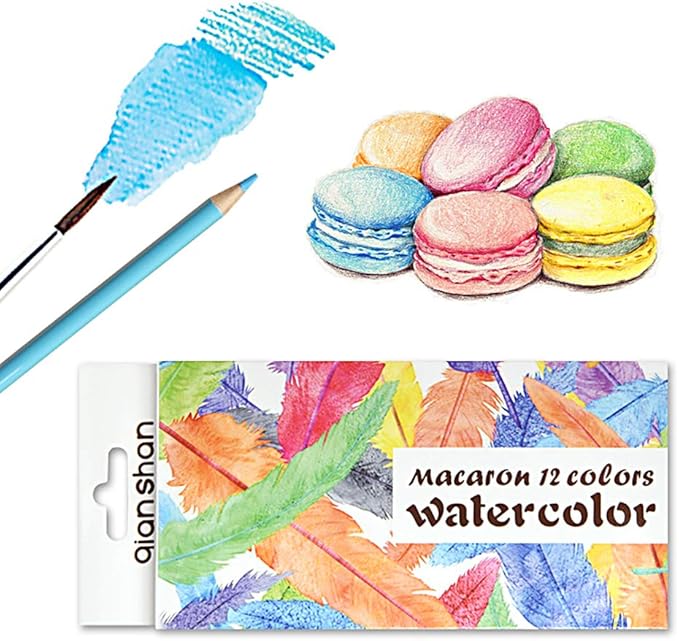 qianshan 12 Macaron Colors watercolor pencils - Water Soluble Pre-sharpened Wooden Colored Pencil Set for Adults Coloring Books Drawing Sketching Art Supplies, No Duplicates
