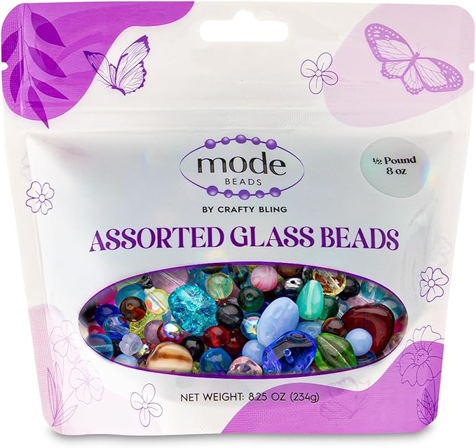 Assorted Glass Beads for Jewelry Making, DIY Lamp Work, Arts and Crafts, and Decorative Hobby Artistry, Colorful Crystal Assortment Bulk Mix, 4-18mm, Half Pound (6)