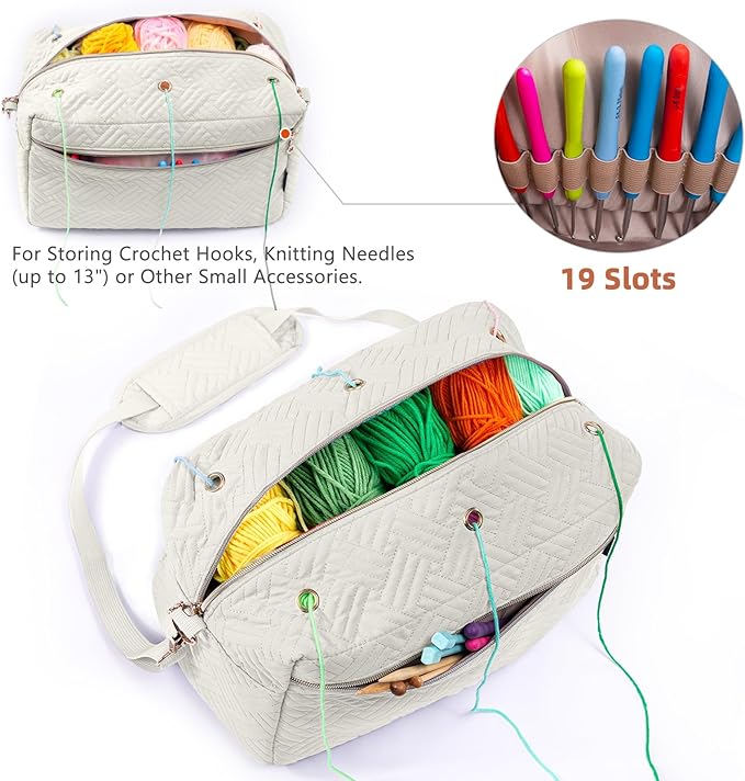 Crochet Bag Organizer - Knitting Bag - Yarn Storage Organizer - Yarn Bag for Crocheting - Yarn Holder for Crochet Accessories, Crocheting & Knitting Gifts
