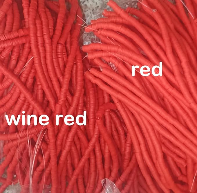 3500 Pcs 6mm Colorful Flat Clay Beads for DIY Polymer Round Handmade Jewelry Making for Necklace Bracelet Earring Pendant and Anklet Craft Making(Red)