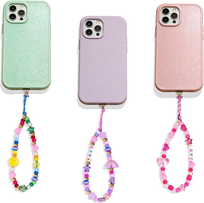 MINIMISSMIANYC DIY Keychain Making Kit for Women，Acrylic Heart Star Flower Letter Alphabet Baseball Pony Beads Phone Bag Charm Bead Kit Art Carft Jewelry Making Kit for Girls Boys Kids