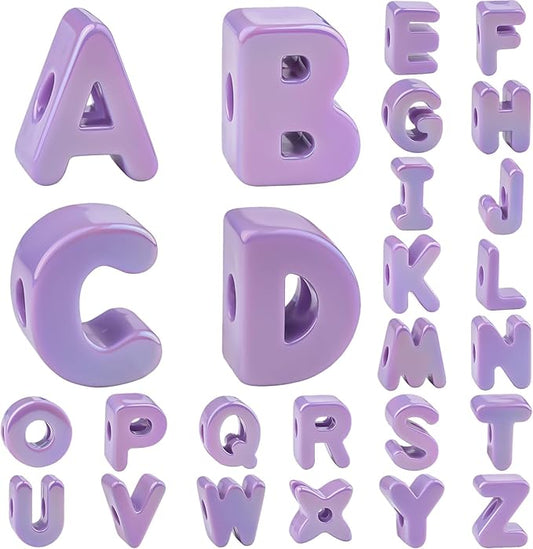 26 Pcs Cute Large Violet Letter Beads, 20mm Jumbo Square Acrylic Letter Beads, Big Letter Beads for Bracelets, Necklaces, Bagcharms, Shoelaces, Keychains, Lanyards, Letter Charms for Craft