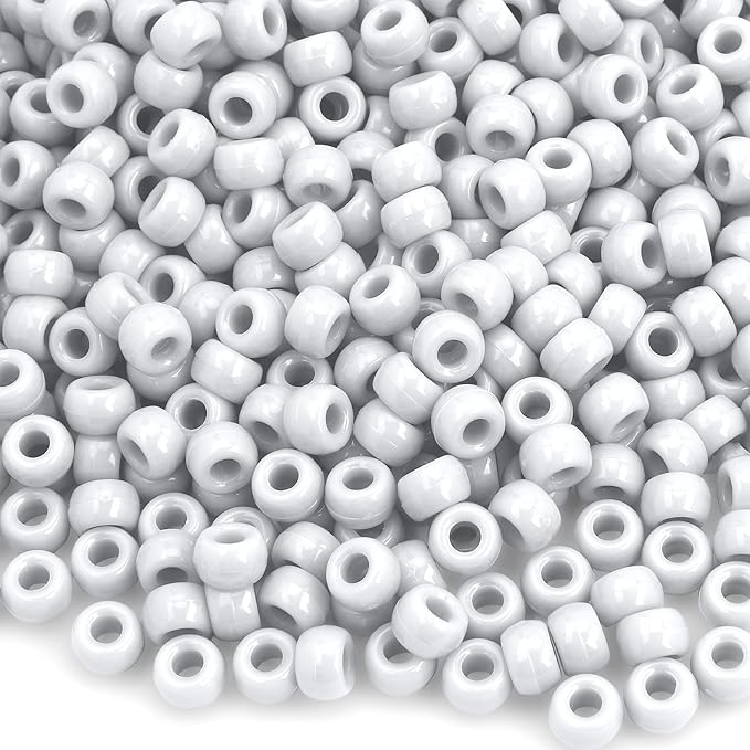 pony 1100 pcs beads for jewelry making, bracelets, hair & kandi - plastic, white