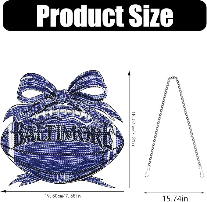 Rertcioph Football Diamond Art Hanging Kit for Adults, DIY Acrylic 5D Diamond Painting Hanging Ornament for Baltimore Home Wall Decor and Gift