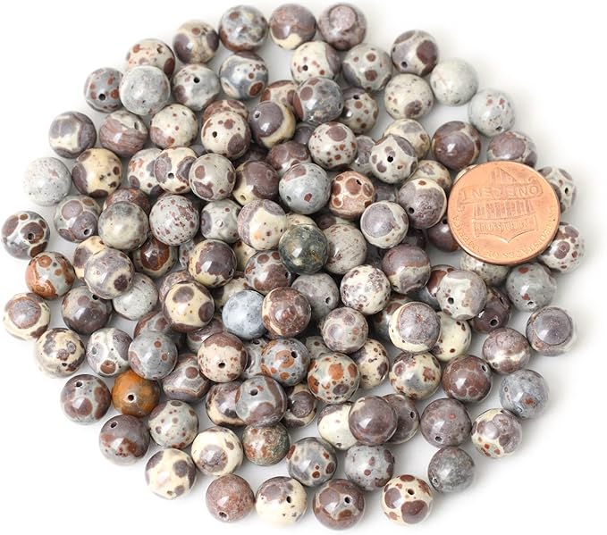 45PCS 8mm Natural Mexico Obicular Jasper Gemstone Round Loose Beads for Jewelry Making 1 Strand 15"