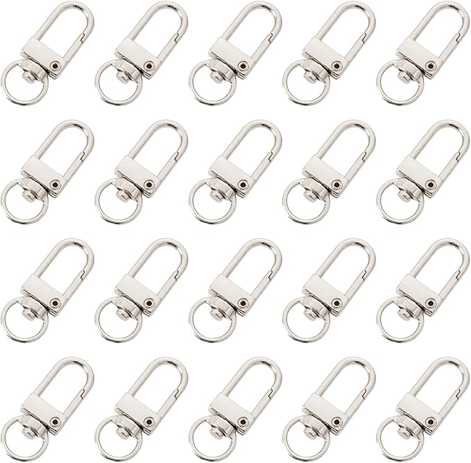 20-Pack Gold & Silver Metal Lobster Claw Clasps, 360° Swivel Trigger Snap Hooks DIY Claw Clasps for Keychains and Jewelry Crafting, Durable for Bag Connector and Key Rings Accessories (Silver)