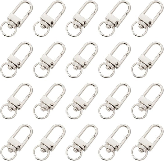20-Pack Gold & Silver Metal Lobster Claw Clasps, 360° Swivel Trigger Snap Hooks DIY Claw Clasps for Keychains and Jewelry Crafting, Durable for Bag Connector and Key Rings Accessories (Silver)