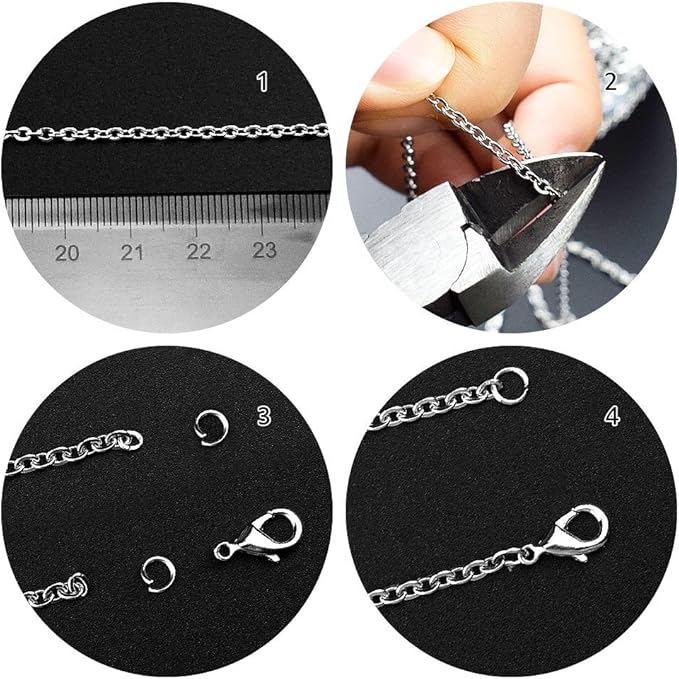 36 Feet Silver Stainless Steel Link Cable Chain with 20 Lobster Clasps and 30 Jump Rings for Men Women Jewelry Chain DIY Making, 2.0mm