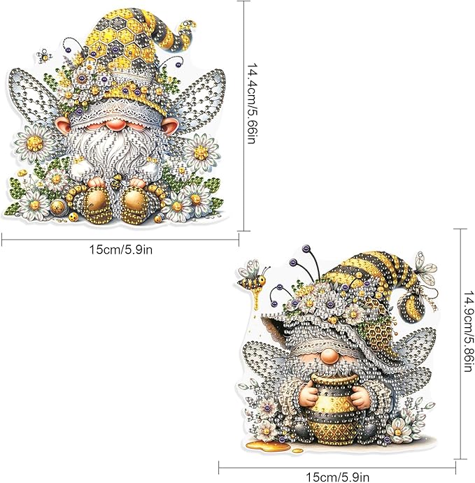 2 PCS Diamond Painting Pendant Diamond Art Suncatchers Diamond Art Pendant Hanging Diamond Art Pendant Kits Pendant Ornaments Diamond Painting Gnome Hanging Pendant Diamond Painting Gnome