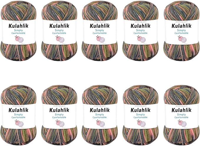 500g(10x50g) Acrylic Yarn for Crocheting and Knitting, Colorful Gradient Yarn Thread, 10 Rolls Skeins, Multicolor Hilo Acrílico, Perfect for DIY Crafts Project