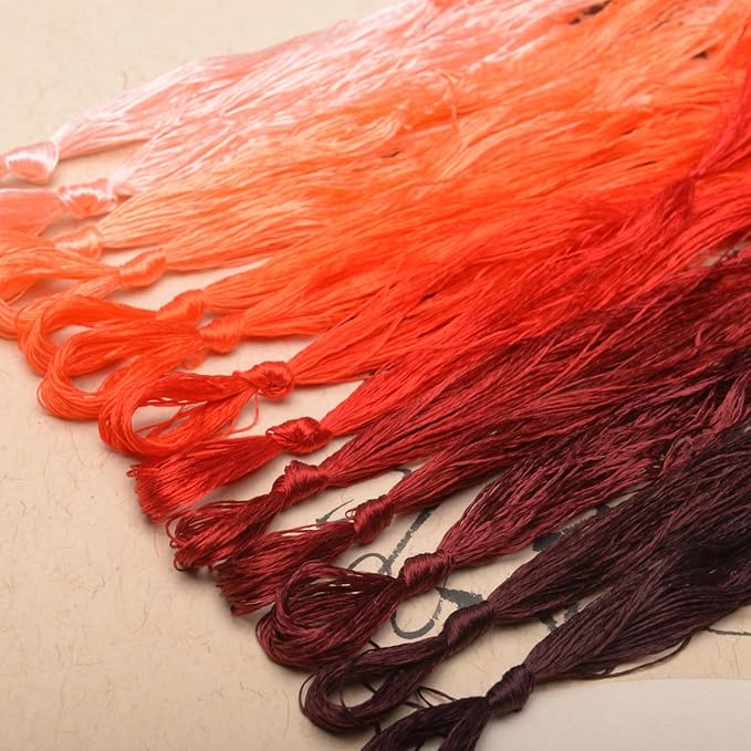 100% Nature Mulberry Handmade Embroidery Silk Thread Woven Jewelry Accessory Artificial Flowers Cross Stitch Floss DIY Sewing Kits 13 Gradient Colors 22m Each (3)