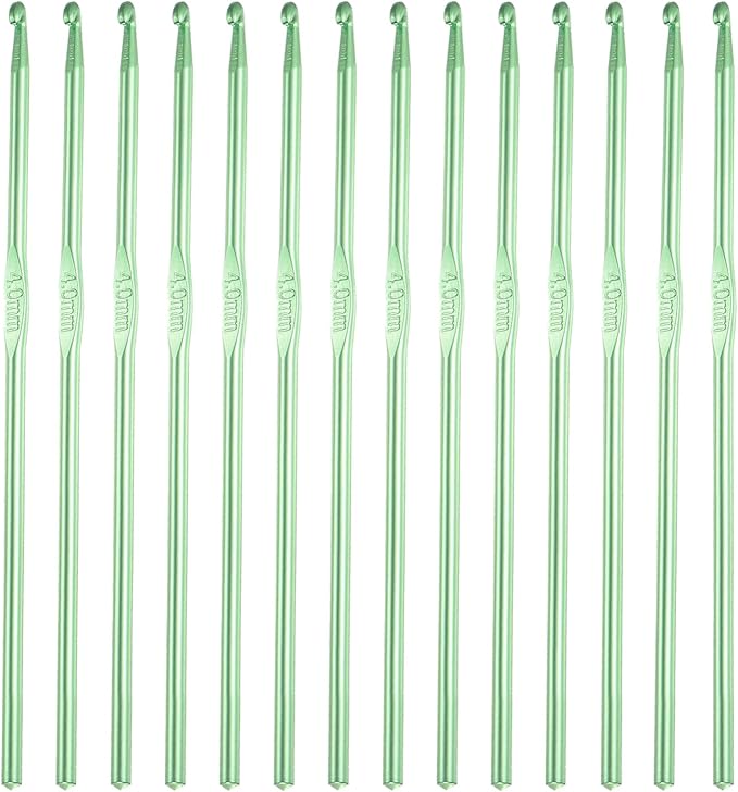 HEYLEAYAR 4MM Aluminum Crochet Hooks 14PCS,Crochet Needle US Size G(Size 6),Crochet Hooks Bulk for Craft Yarn Contribute to Beginners