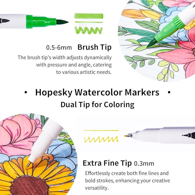 80 Colors Markers for Adult Coloring Books No Bleeding - Dual Tip Water Based Art Coloring Markers Set for Drawing, Painting, Fine Tip and Brush Tip Brush Pens for Artists(White Barrel)