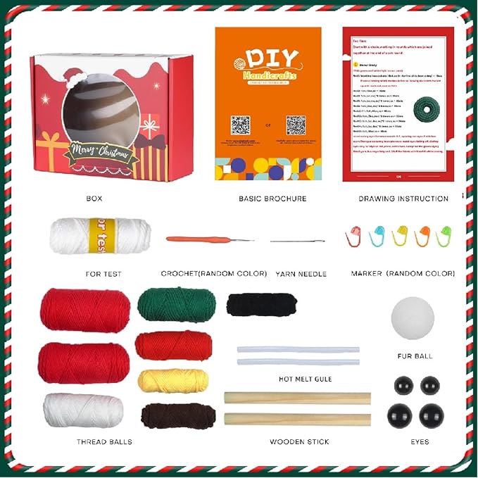 Festive Crochet Set - a Beginner-Friendly Crochet Set that Includes Step-by-Step Instructional Videos and Crochet Pattern Manuals (Christmas Tree Snowman Tapestry)