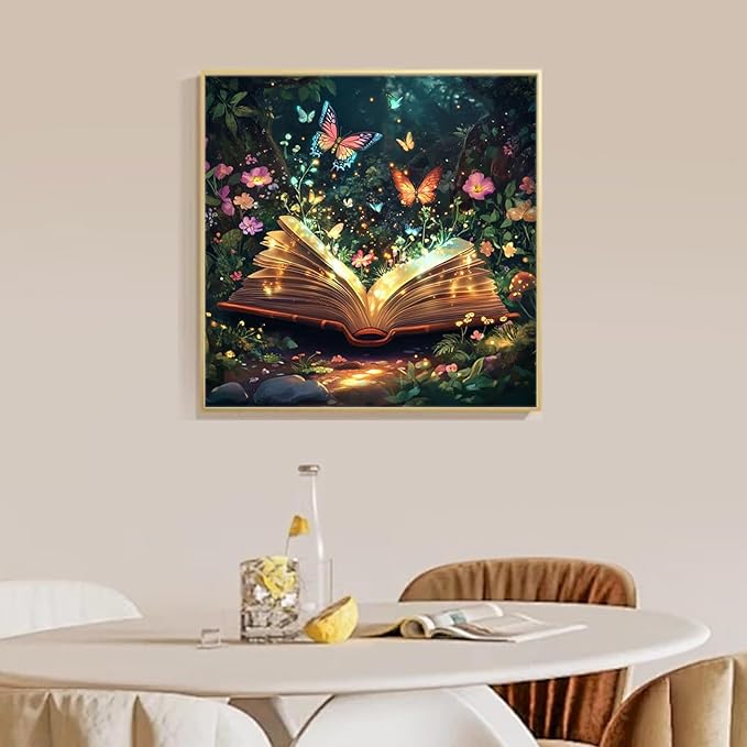 Camocin Diamond Art Kits for Adults Book, 5D Butterfly Diamond Painting Kits for Adults Beginners, DIY Book Full Round Dots Drill Gem Art Kit for Gift Home Wall Decor 14 x 14 Inch